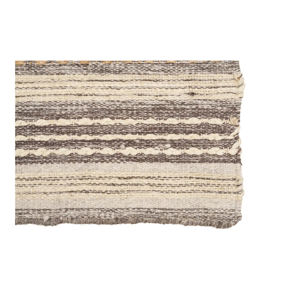 Tapis de couloir en jute et laine rayé naturel 80x180 cm
