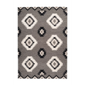 Tapis ethnique rectangulaire noir et blanc en coton avec motifs losanges 120x170 cm