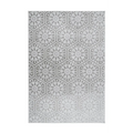 Tapis rectangulaire gris et blanc avec motifs hexagonaux et étoiles en velours