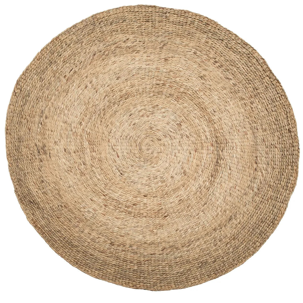 Tapis en jacinthe d’eau naturel 200x200 cm style bohème avec tressage rond et naturel