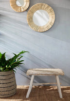 Miroirs ronds avec cadres en raffia tissé, parfaits pour une décoration naturelle
