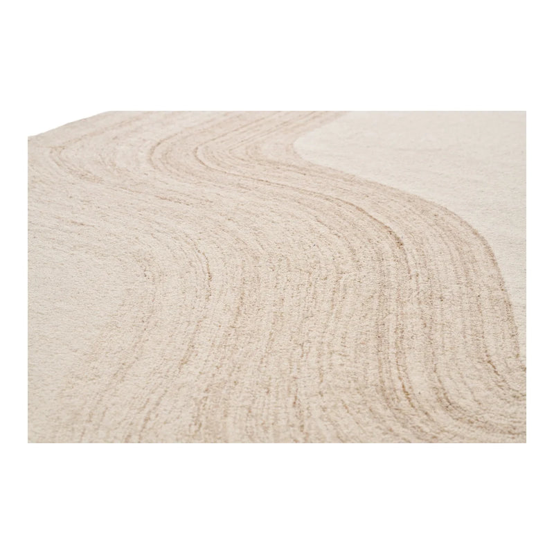 Tapis en laine fait main motifs ondulés beige et ivoire – 160x230 cm