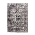 Tapis oriental vieilli gris et blanc à motifs persans, 80x150 cm, aspect distressé