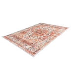 Tapis oriental rectangulaire à médaillon en tons terracotta et beige, orné et distressed