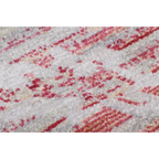 Tapis oriental rectangulaire à poils courts rouge gris avec motifs abstraits pâlés