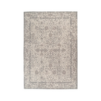 Tapis oriental rectangulaire en coton beige avec motif floral et géométrique patiné