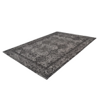 Tapis oriental rectangulaire gris anthracite effet vieilli avec motif distressed