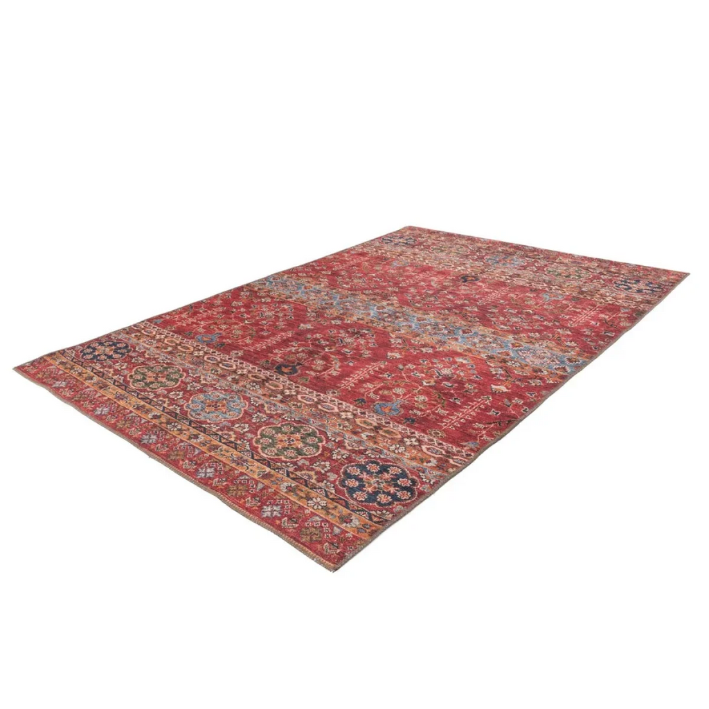 Tapis persan rectangulaire rouge Faye 300 Multi Rot 110cm x 180cm avec motifs floraux