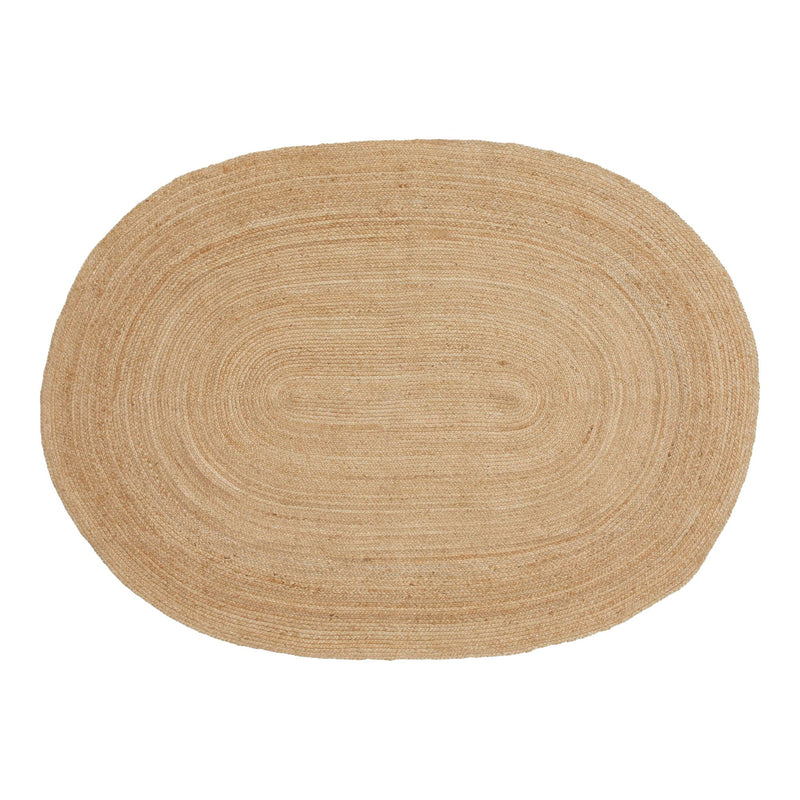 Tapis ovale en jute tressée couleur naturelle – 140x200 cm