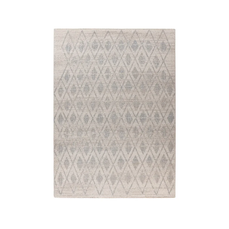 Tapis rectangulaire beige à motifs losanges gris