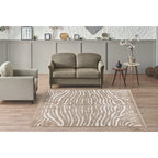 Tapis zébré beige et blanc en tissu texturé rectangulaire 120x170 cm