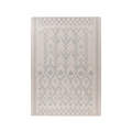 Tapis rectangulaire écru avec motifs géométriques gris symétriques pour décoration intérieure