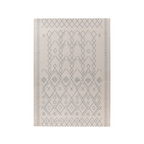Tapis rectangulaire écru avec motifs géométriques gris symétriques pour décoration intérieure
