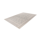 Tapis rectangulaire écru à motifs géométriques bouclés en crème et gris clair