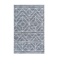 Tapis rectangulaire gris avec motif géométrique blanc et franges 120x180 cm