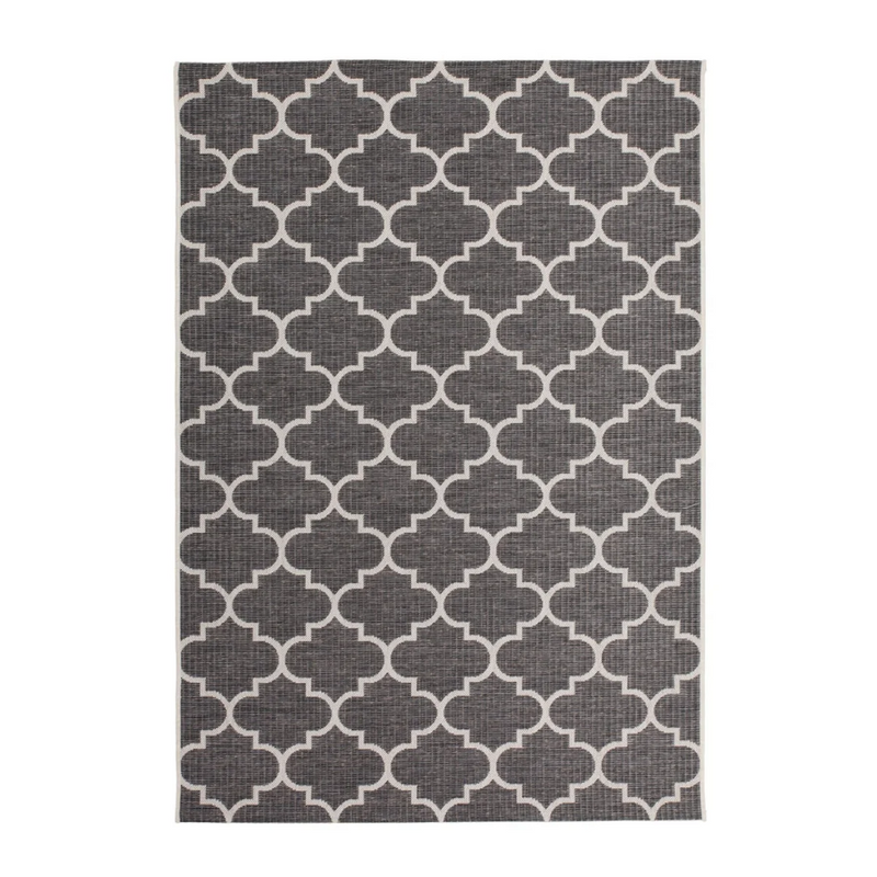 Tapis rectangulaire gris à motif marocain tissé – 80x230 cm