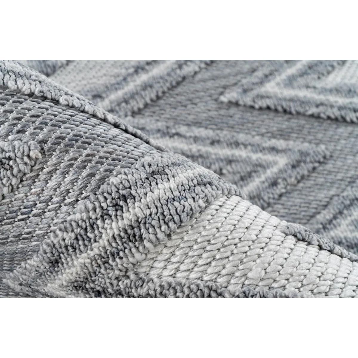 Tapis à motifs gris et blanc avec une boucle texturée pour Sarai 200 Grau / Weiß