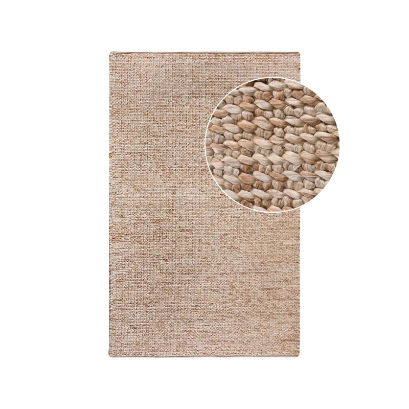 Tapis rectangulaire en jute tressé beige pour salon – 160x230 cm