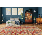 Tapis rectangulaire kilim multicolore à motifs tribaux 80x150 cm avec motif distressed