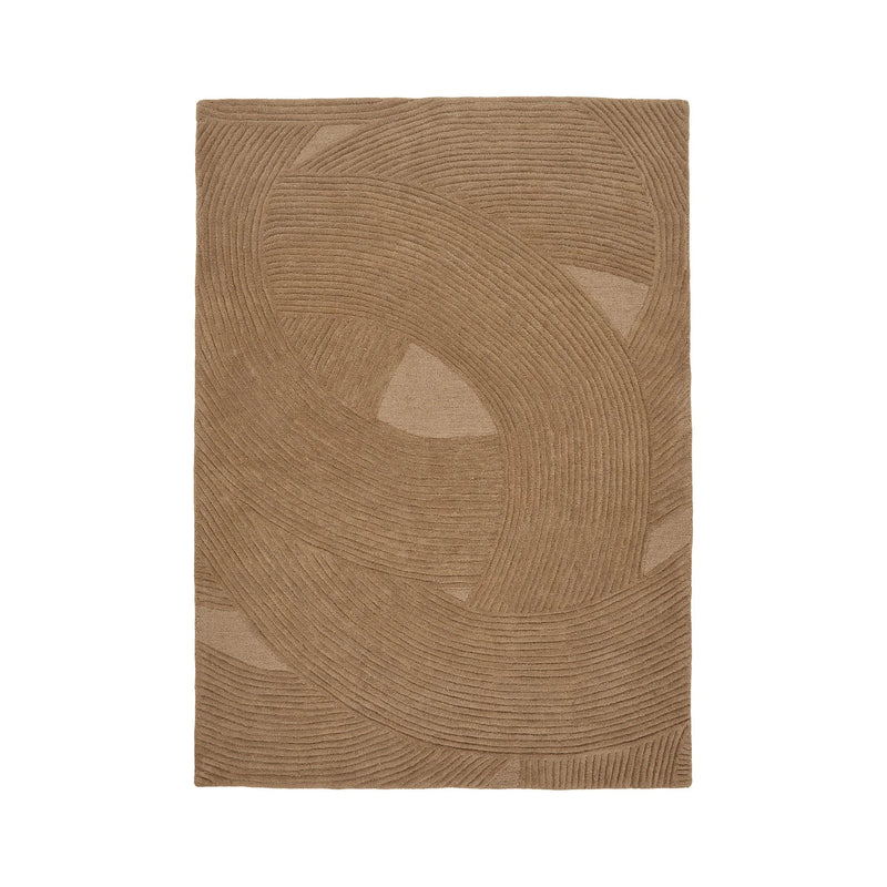 Tapis rectangulaire en laine camel à motifs en relief – 160x230 cm
