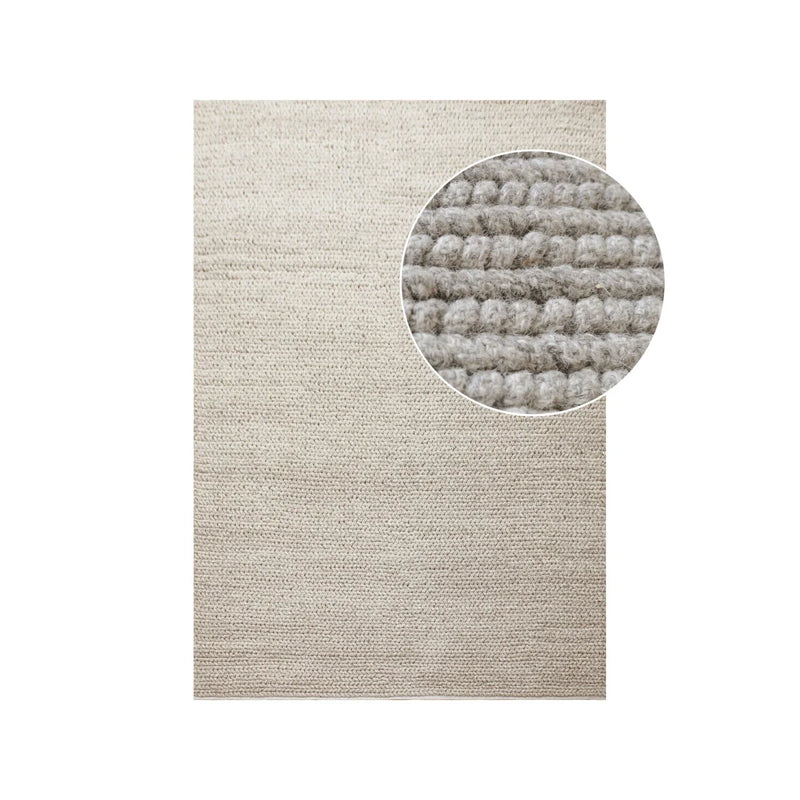 Tapis rectangulaire en laine naturelle bouclée pour salon – 160x230 cm