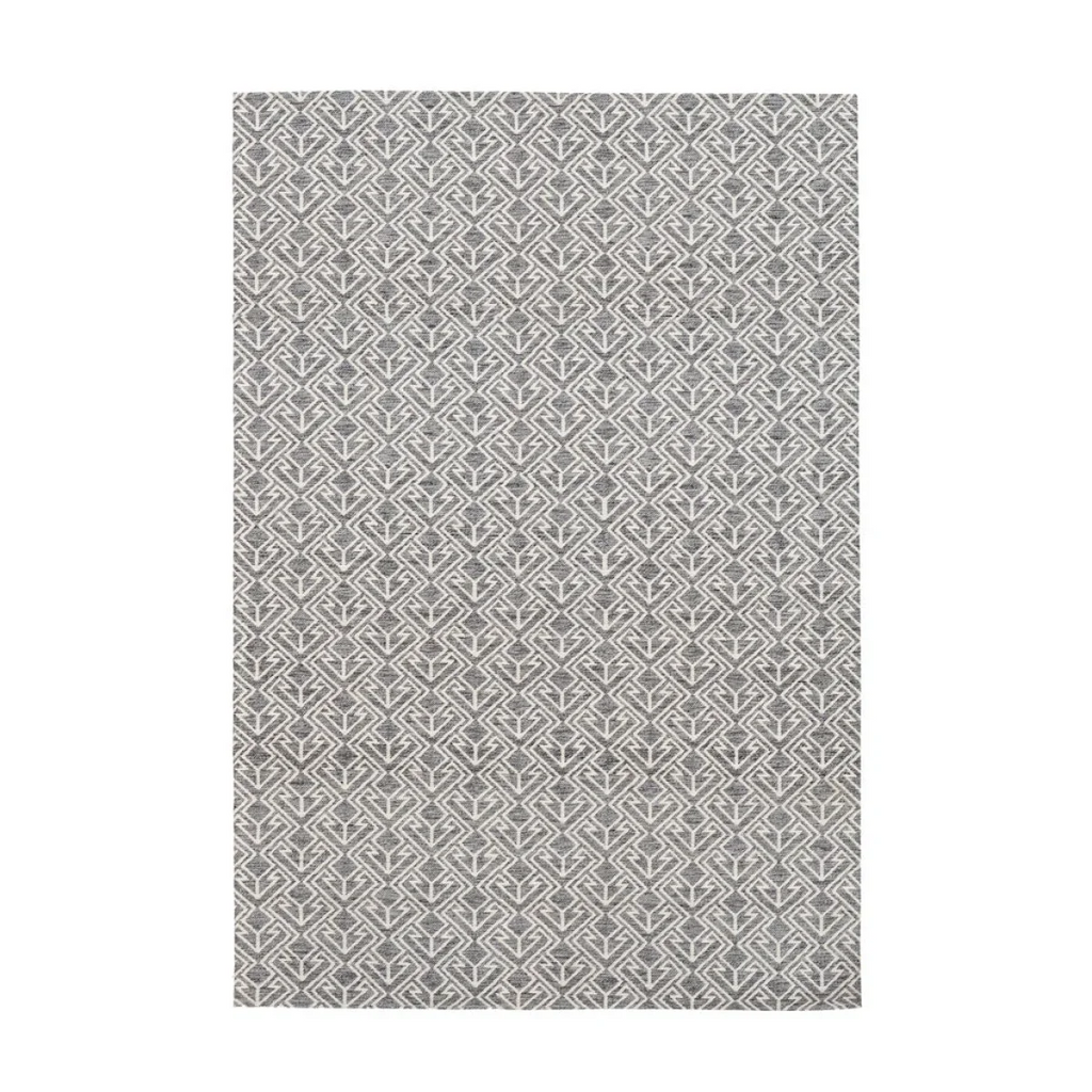 Tapis rectangulaire motif chevrons gris et crème 80x150 cm intérieur extérieur