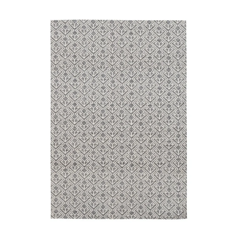 Tapis rectangulaire motif chevrons gris et crème intérieur extérieur