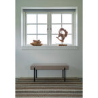 Tapis rectangulaire tissé main en jute & laine tons naturels rayé