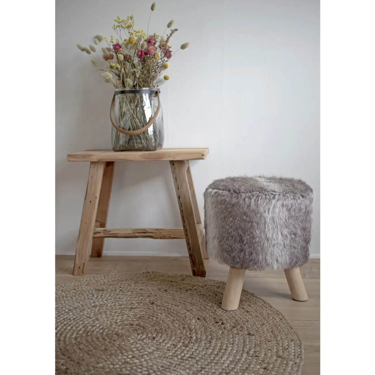 Tapis rond en jute tressé beige naturel motif concentrique Ø150 cm