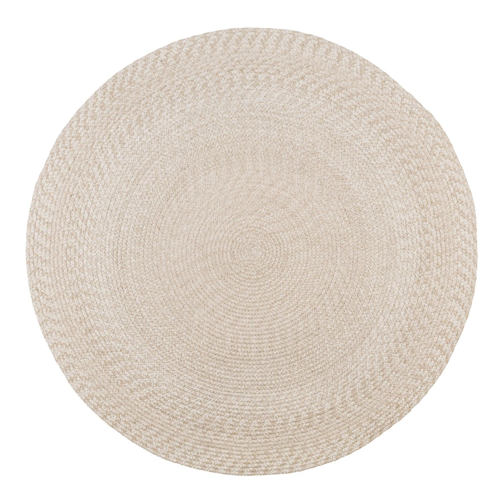 Tapis rond en matière recyclé sable tressage spirale – Ø180 cm