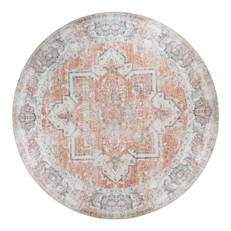 Tapis rond persan orange et bleu Ø200 cm