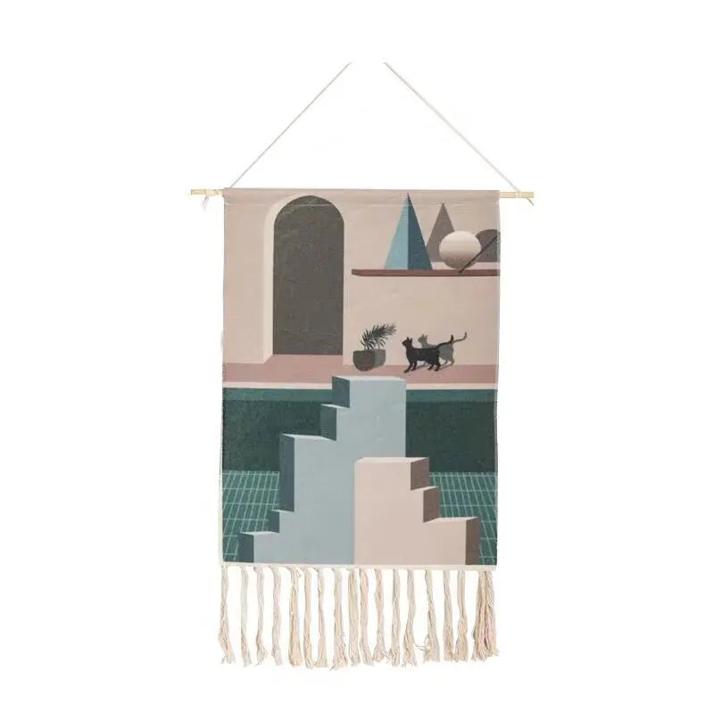 Tenture murale boho avec franges variante 11