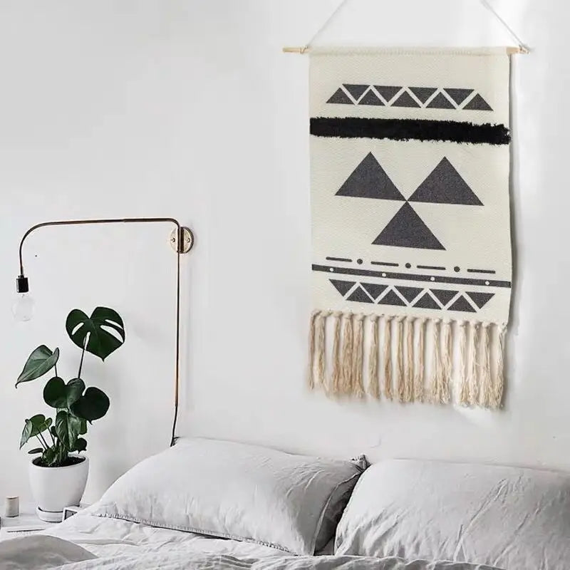 Tenture murale boho avec franges variante 16