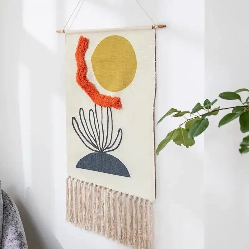 Tenture murale boho avec franges variante 7