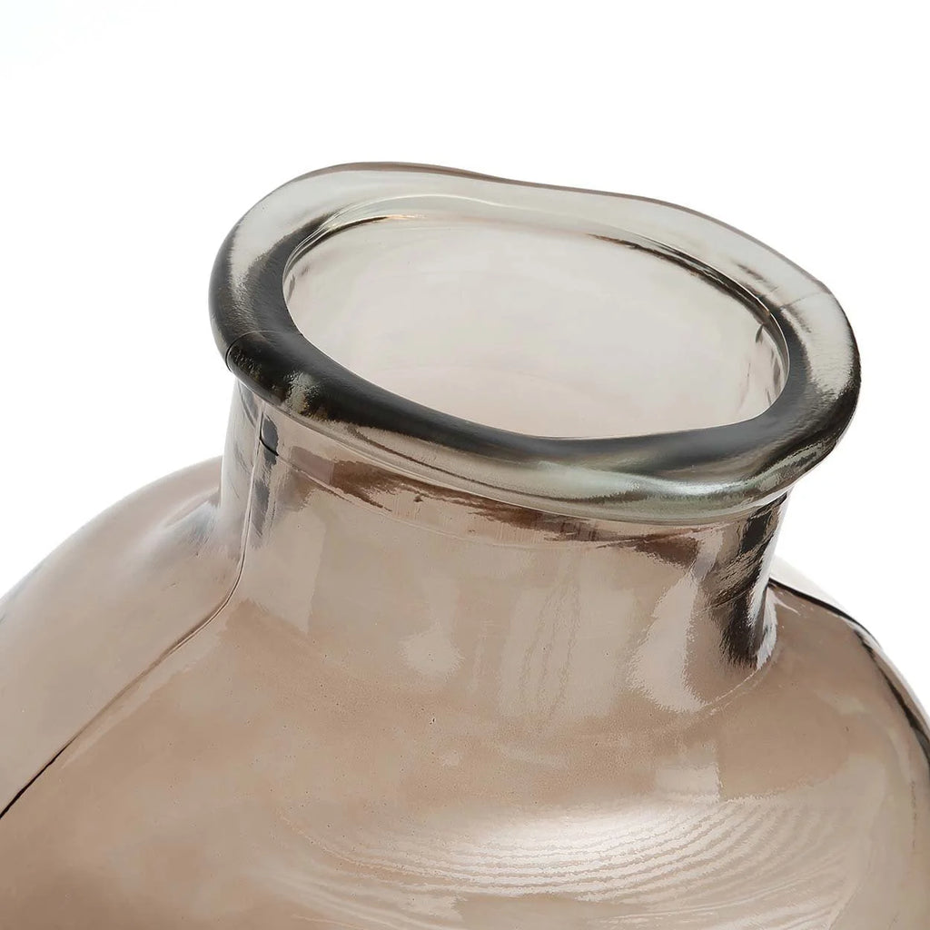 Vase arrondi en verre recyclé beige transparent fumé – H31 cm