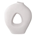 Vase en céramique blanc 28 cm minimaliste mat asymétrique