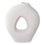 Vase en céramique blanc 28 cm minimaliste mat asymétrique