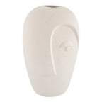 Vase en céramique mate sable avec visage sculpté, H19 cm