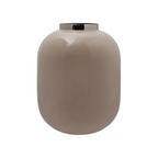 Vase Art Deco 320 Elfenbein Silber, vase moderne ovale beige avec bord métallique