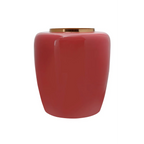 Vase Art Deco 100 Koralle / Gold, urne en céramique brillante rose profond avec bord en or