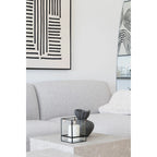 Vase décoratif en céramique anthracite effet pierre col ondulé H19 cm avec lanterne