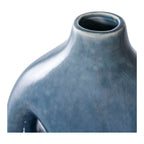 Vase en céramique bleu pétrole ajouré, finition satinée mate, H25 cm