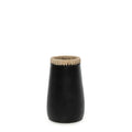 Vase décoratif cylindrique noir en terre cuite avec un rebord texturé clair