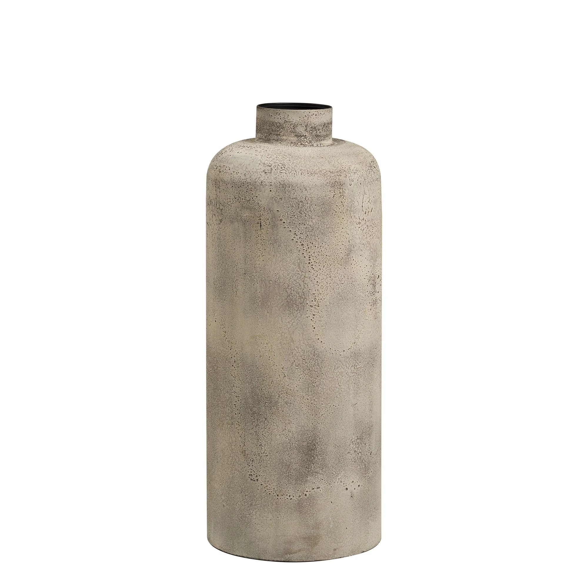 Vase décoratif en métal effet béton mat beige greige, H60,5 cm
