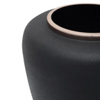 Vase Art Deco 2000 Schwarz Roségold un vase matte noir avec bord métallique rose gold