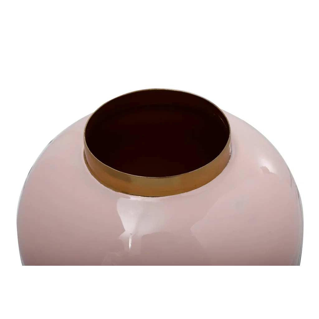Vase Art Deco 330 Hellrosa / Gold en métal glossy rose avec ornement gold autour