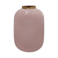 Vase Art Deco 330 Hellrosa / Gold, vase brillant rose clair arrondi avec bord en or