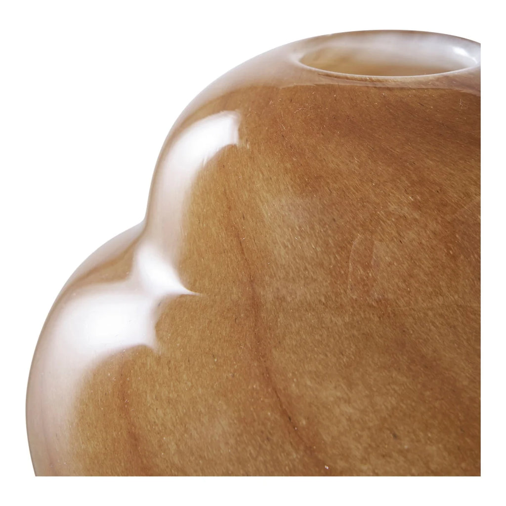 Vase décoratif en verre ambré soufflé forme champignon H17 cm