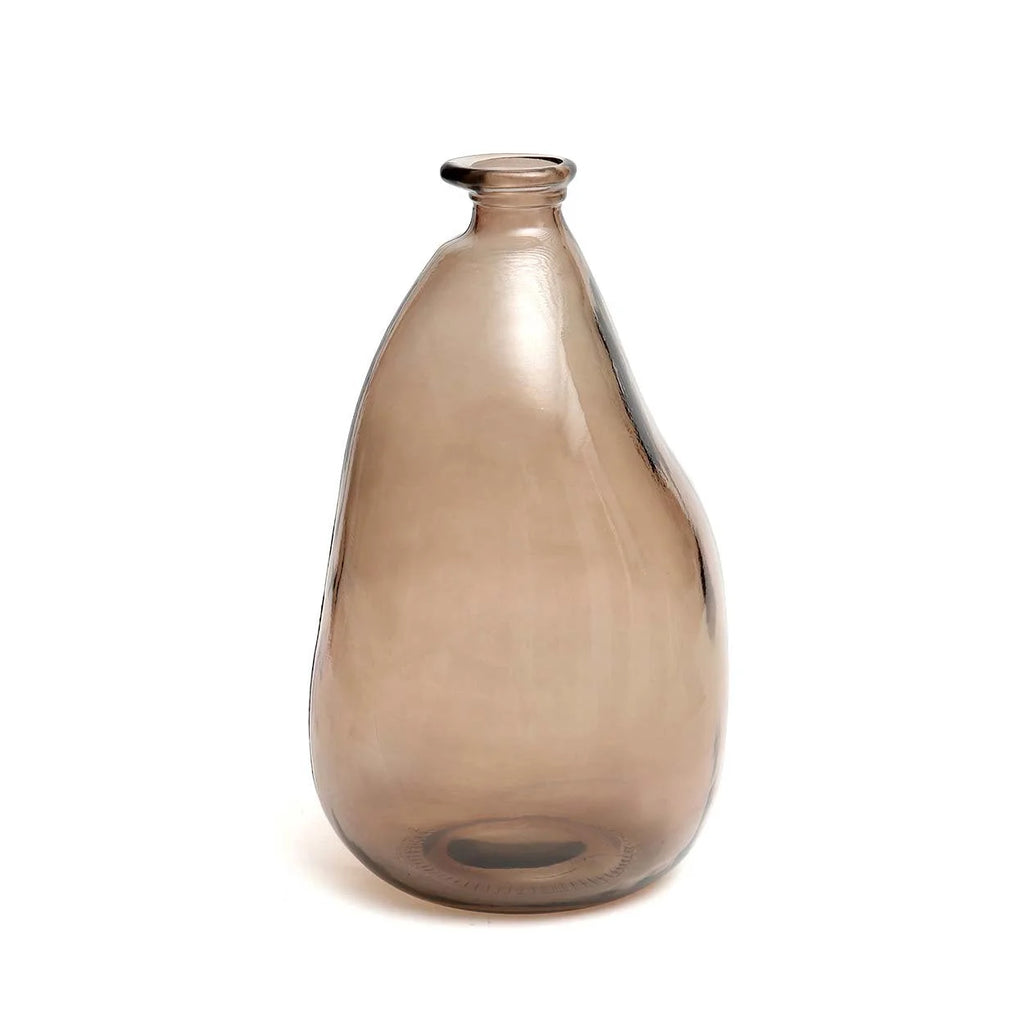 Vase décoratif en verre recyclé brun fumé silhouette asymétrique – H36 cm
