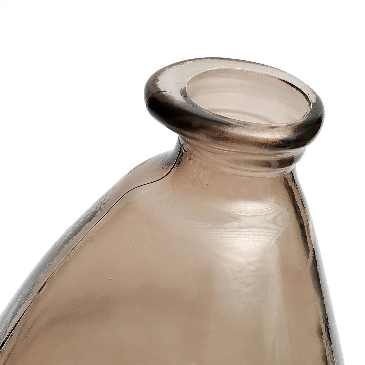 Vase décoratif en verre recyclé brun fumé silhouette asymétrique – H36 cm